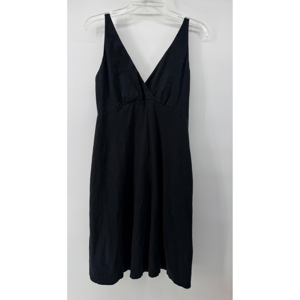 prAna Women Gray Hemp Organic Cotton V-Neck Crisscross Back Dress Size M